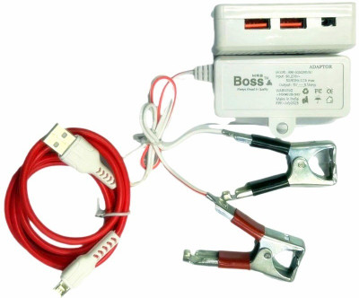 BALRAMA 3.4 Amp Fast DC Charger Mobile Charger + Data Cable + Battery Charging Clips 12v 3.4 A Two Pin Socket