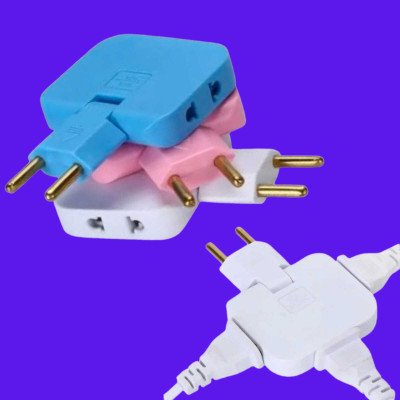 AirSoft Socket EU Wall Outlet Extender 3 Way Flat Plug Folding Outlet 3In1 Splitter BA Worldwide Adaptor(Multicolor)