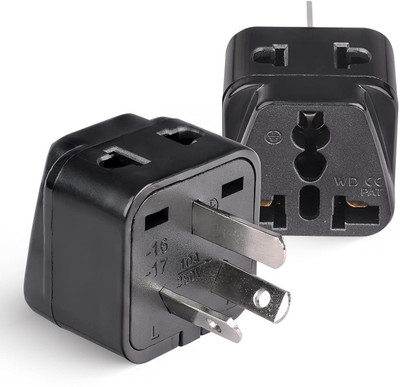 WOWSOME 2 Pcs. Multiplug India to Australia Universal Travel Adapter Type I Plug Converter for India to Aus., China, New Zealand, Fiji Three Pin Plug(Black)