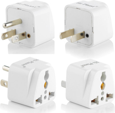 HI PLAST (Pack Of 4) Type-A & Type-B 2pcs each India to USA Converter Canada Power plug Worldwide Adaptor(White)