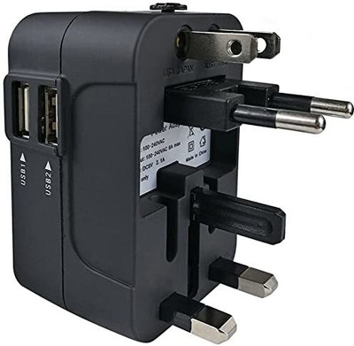 Jihaan Premium Travel Adapter Universal Travel Adapter Universal Charger International Adapter Worldwide Adaptor(Black)