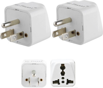 HI-PLASST (2pcs) Type-B India to US/Canada Plug Canada Power Universal Traveler 220V Worldwide Adaptor(White)