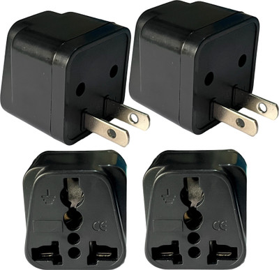 Adaptro 4 Pcs. Plug Converter Adapter for India to USA, Japan, Canada Worldwide Adaptor(Black)