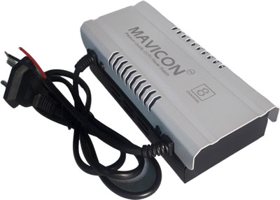 MAVICON premium quality 8 channel cctv smps camera power supply singleout 12 volt 10a Worldwide Adaptor(White)