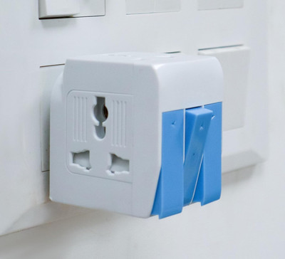 HI-PLASST multiplug | Three pin Plug Socket | 3-in-1 Universal Travel Adapter Worldwide Adaptor(White)