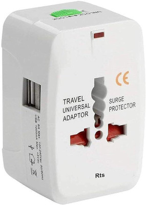 WEFLY Travel Worldwide 2 USB Travel Adapter with Built in Dual USB Charger Ports Worldwide Adaptor(White)