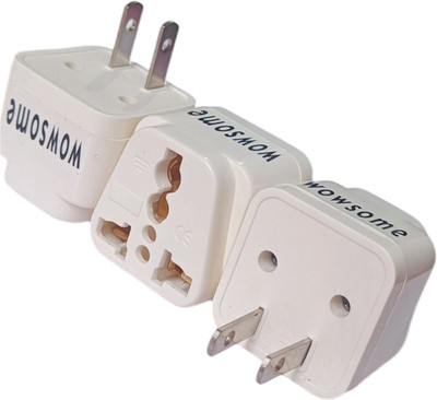 WOWSOME India to USA Adapter Universal Conversion Plug for Japan, Canada, Philippines 3 Worldwide Adaptor(White)