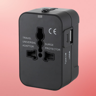 FDS S5 Universal Worldwide Travel Adapter with Type C & USB Charging Port(Black) Worldwide Adaptor(Black)