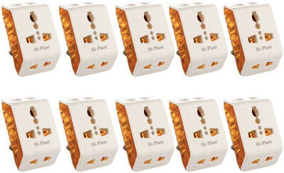 HI-PLASST (10PCS) 3Pin Angular Travel Plug Universal Multiplug, Worldwide Adaptor,Socket Connector Worldwide Adaptor(White)