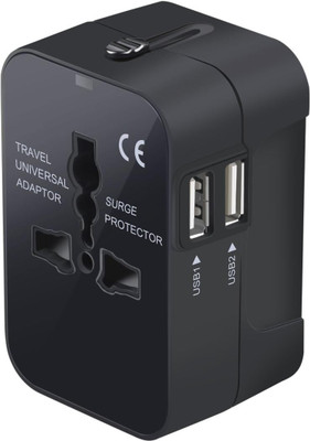 Jihaan Universal All in One Travel Plug Adapter Worldwide Adaptor(Black)