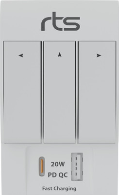 jihaan 3 way pin switch adepter 3 Pin Multi Plug Socket 3 PIN 3 Way with USB Ports & Type-C PD Universal Three Pin Plug(White)