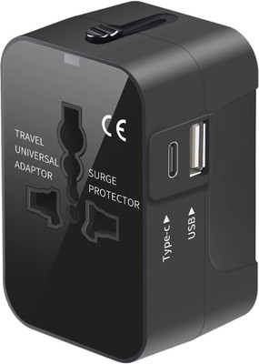SwapME Universal Travel Adapter, All in One Plug Adapter with USB C, (USB-A) Worldwide Adaptor(Black)