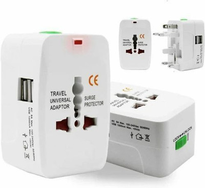D. E. S D.E.S Universal Travel Adapter Worldwide with Built in Dual USB Charger Ports Worldwide Adaptor(White)