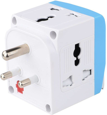 Jihaan 3 Pin Multi Plug Socket-Universal Adapter with Individual Switch LED Indicator Worldwide Adaptor(Blue)
