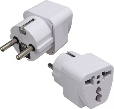 WOWSOME 2 Pcs India to Europe, France, Germany, Russia, S Korea (Schuko) Travel Plug Worldwide Adaptor(White)