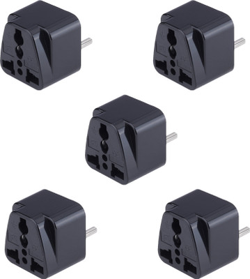 MX UNIVERSAL CONVERSION PLUG2 PIN (5 AMP) FOR EUROPE, ITALY, CHINA. 3010 _PACKOF 5 Worldwide Adaptor(Black)