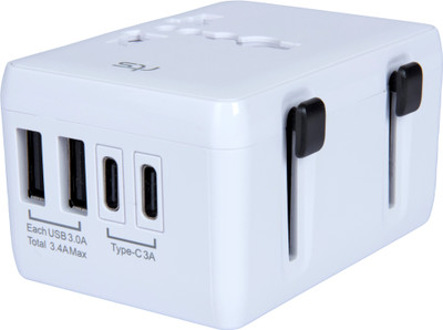 Jihaan Universal Travel Adapter 2 type C + 2 USB C Built-in 2 USB A Ports and 2 USB C Worldwide Adaptor(White)