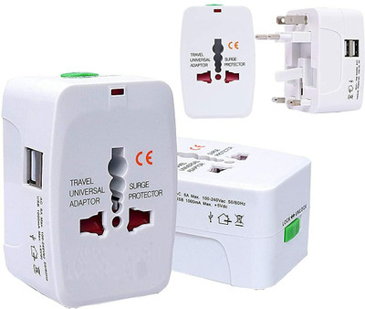 KRITI CREATION Universal Travel Adapter with Built-in Dual USB Charger Ports Worldwide Adaptor(White)