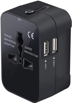 Loire Safe & Secure Dual USB International Adapter Worldwide Adaptor(Black)