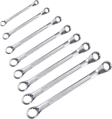GreenLove New Style Wrench Set for Home Uses 527 BI-Hexagonal Ring Spanner Shallow Offset CRV Double Sided Box End Wrench(Pack of 8)