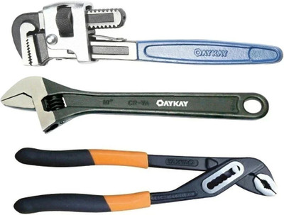 Oaykay 211 Combo Hand Tool Kit Single Sided Pipe Wrench(Pack of 3)
