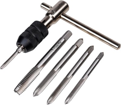 Mass Pro 6Pcs Tap & Wrench Set_ Tap Handle Tool T Handle Tap Wrench Set Thread Tap Drill Bits Metric & Standard Single Sided T Type Wrench(Pack of 6)