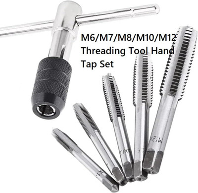 REIOENT High Quality 6 PCS Adjustable Metric T-Handle Tap Wrench Set M6/M7/M8/M10/M12 Single Sided T Type Wrench(Pack of 1)