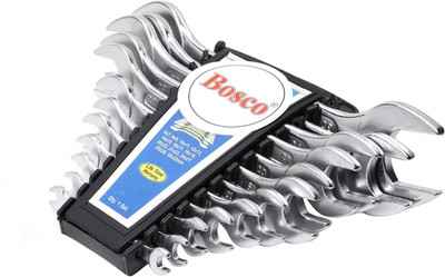 BOSCO BVR-02 12-Piece Double Open-End Jaw Spanners Set | Forged Carbon Steel Wrench Kit Double Sided Open End Wrench(Pack of 12)