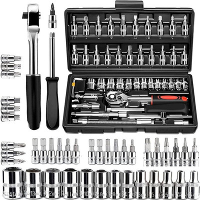 Ashmakam 46in1-25 46 in 1 Socket and Spanner Set for DIYers and Home Mechanics Double Sided Box End Wrench(Pack of 1)