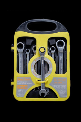Toolihub 7PC Heavy duty Ratchet wrench set (8.10.12.13.14.17.19)mm Spanner Set Chrome Vanadium Double Sided Combination Wrench Double Sided Combination Wrench(Pack of 7)