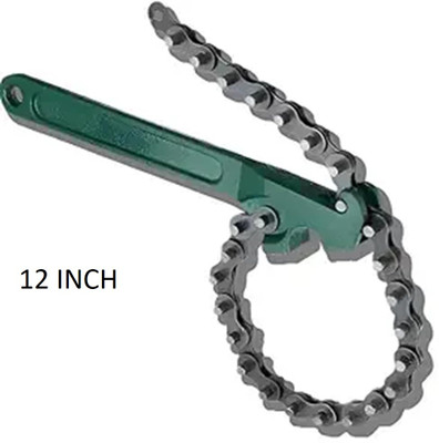REIOENT QUALITY 12 Inch Heavy-Duty Ratcheting Chain Wrench WRENCH WITH BELT FOR OIL FILTER Single Sided Open End Wrench(Pack of 1)