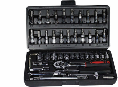 HENGLOBE 46pcs Tool Ratchet Torque Wrench Combo Tools Kit Car Repair Set Hand Tool Kit Power & Hand Tool Kit(46 Tools)