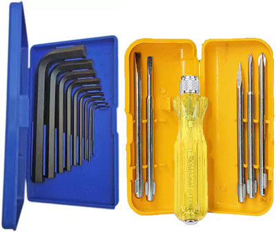 Kshivi 9 Pcs Allen Key Set For Bike/Cycle/Guitar With 5 Pcs Combination Screwdriver Set Hand Tool Kit(11 Tools)