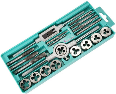 Flemigo Pro 20Pcs Metric & SAE Screw Thread Dies and Taps Wrench Kit Carbon Steel Threading Tool Set for Precision Thread Cutting Single Sided Flare Nut Wrench(Pack of 20)