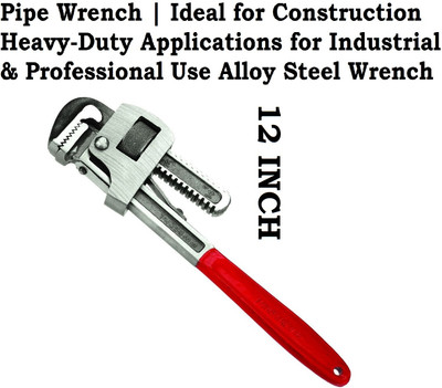 REIOENT QUALITY 12-Inch Stillson Type Pipe Wrench with Induction Hardened Teeth 300MM Single Sided Pipe Wrench(Pack of 1)