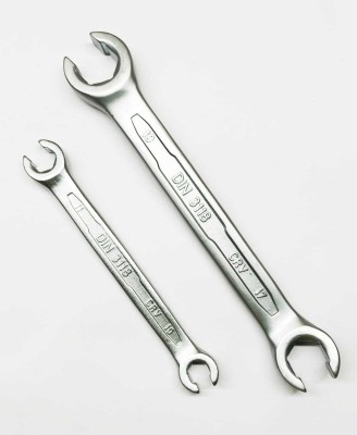 4MECH 10x11 mm + 17x19 mm Heavy Duty Hardened, Double Sided Flare Spanner (Pack of 2) 10x11 mm + 17x19 mm Heavy Duty Hardened, Double Sided Flare Spanner (Pack of 2) Double Sided Open End Wrench(Pack of 2)