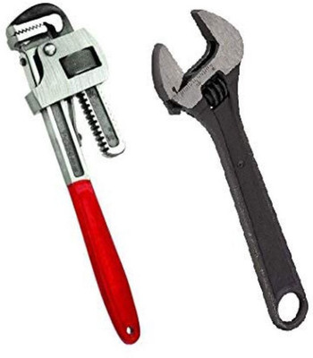 Exotic Arcade Tool Set of 14 Inch Pipe Wrench and 12 Inch Adjustable Wrench || Heavy Duty Hand Tool Kit || Single Sided Pipe Wrench(Pack of 2)