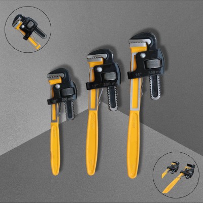 Toolhub Drop Forged Solid Material, High Carbon 10, 12 & 14 inch (250mm, 300mm, 350mm) | A High Quality Single Sided Pipe Wrench(Pack of 3)