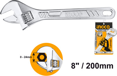 INGCO Adjustable Wrench 8 Inch Single Sided Open End Wrench(Pack of 1)