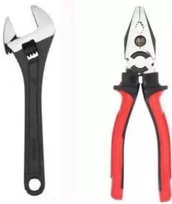 WhiteArcade Combo of 8 Inch Adjustable Wrench and 8 Inch Plier || || Best Quality Hand Tool Kit || Single Sided Open End Wrench(Pack of 2)