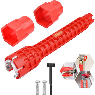 SRK 8-in-1 Kitchen Faucet Wrench Tool, Multi-Purpose Sink Wrench Water Pipe Spanner for Toilet Bowl/Sink/Bathroom/Kitchen Plumbing Double Sided Combination Wrench(Pack of 1)