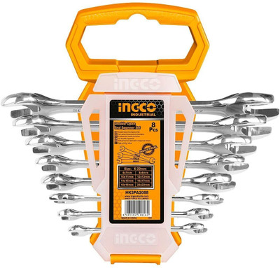 INGCO 8 pcs Double open end spanner set Double Sided Combination Wrench(Pack of 8)