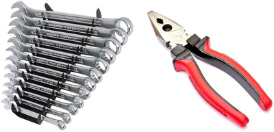 One Stop Shop 12 pcs Long Combination Spanner Set With Sturdy Steel Combination 8-Inch Plier Tools Double Sided Combination Wrench(Pack of 12)