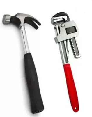 Exotic Arcade Combo of Pipe Wrench 10 Inch and Steel Pipe Claw Hammer || Heavy Duty Hand Tool Kit || Single Sided Pipe Wrench(Pack of 2)