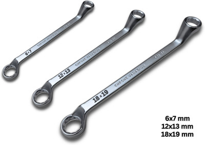 4MECH 6x7_12x13_18x19,Deep Spanner Chrome Vanadium Steel Heavy Duty, Professional Quality Double Sided Combination Wrench(Pack of 3)