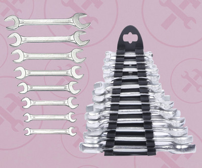 Aldeco 12PC Combination Spanner Set with 8PC Open-End Spanners for Multipurpose Use Double Sided Combination Wrench(Pack of 2)