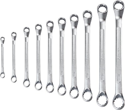 EASTMAN E-2007 BI-Hexagonal Ring Spanner Shallow Offset CRV With Chrome Vanadium Steel Double Sided Box End Wrench(Pack of 10)