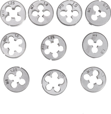 uptodateprouducts 10pcs/set metric circular die set M6 M8 M10 M12 wrench Hss Circular Die Die for screw tap suits Double Sided Speciality(Pack of 1)