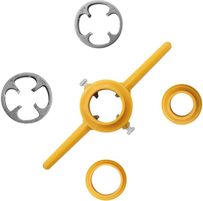 aster shop 6pcs Yellow Steel & Plastic Pipe Threading Die Set Easy-to-Use with Tap Wrench for PVC Pipes Single Sided Combination Wrench(Pack of 6)