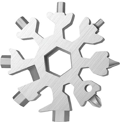 Maune Hub 18 in 1 Stainless Steel Multi-Tool Portable Screwdriver Keychain Snowflake Tool Double Sided Socket Wrench(Pack of 1)
